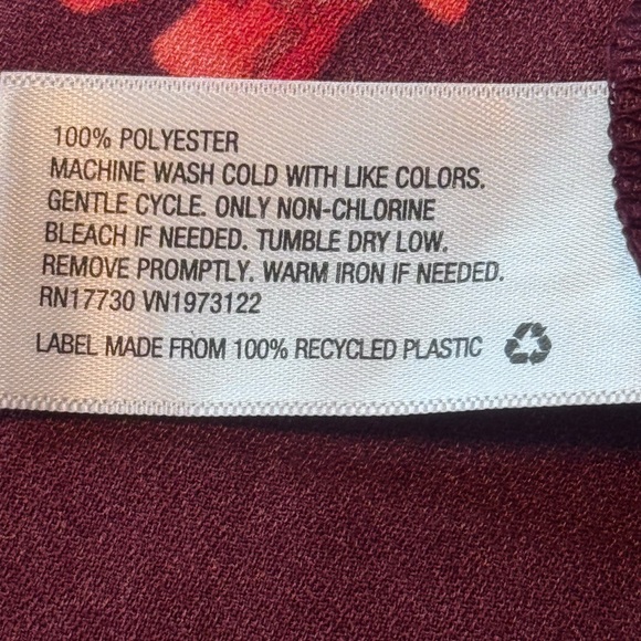 Ava & Viv Burgundy Floral Blouse Women’s Plus Size 2X Long Sleeve Split Neck - Picture 11 of 11